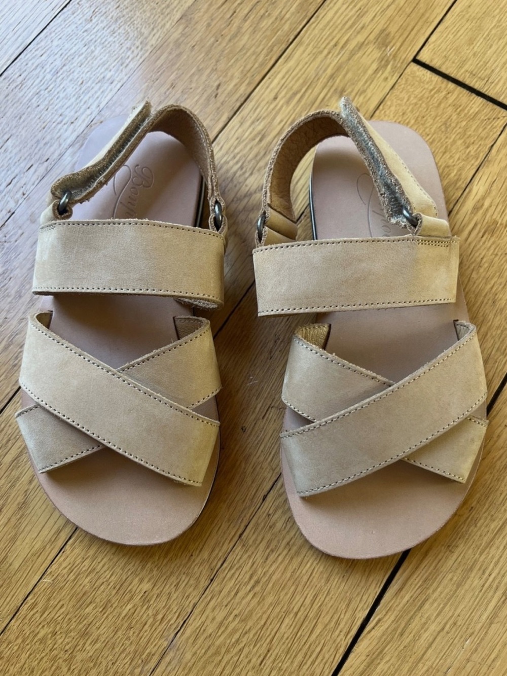 Bonpoint Girls Tan Beige Genuine Leather Sandals Size 12 US, 29 EU NWOB